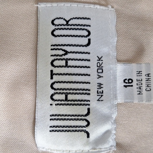 Taylor Asymmetrical Black & Tan Abstract Floral Halter Sundress Size 16 - Picture 11 of 14